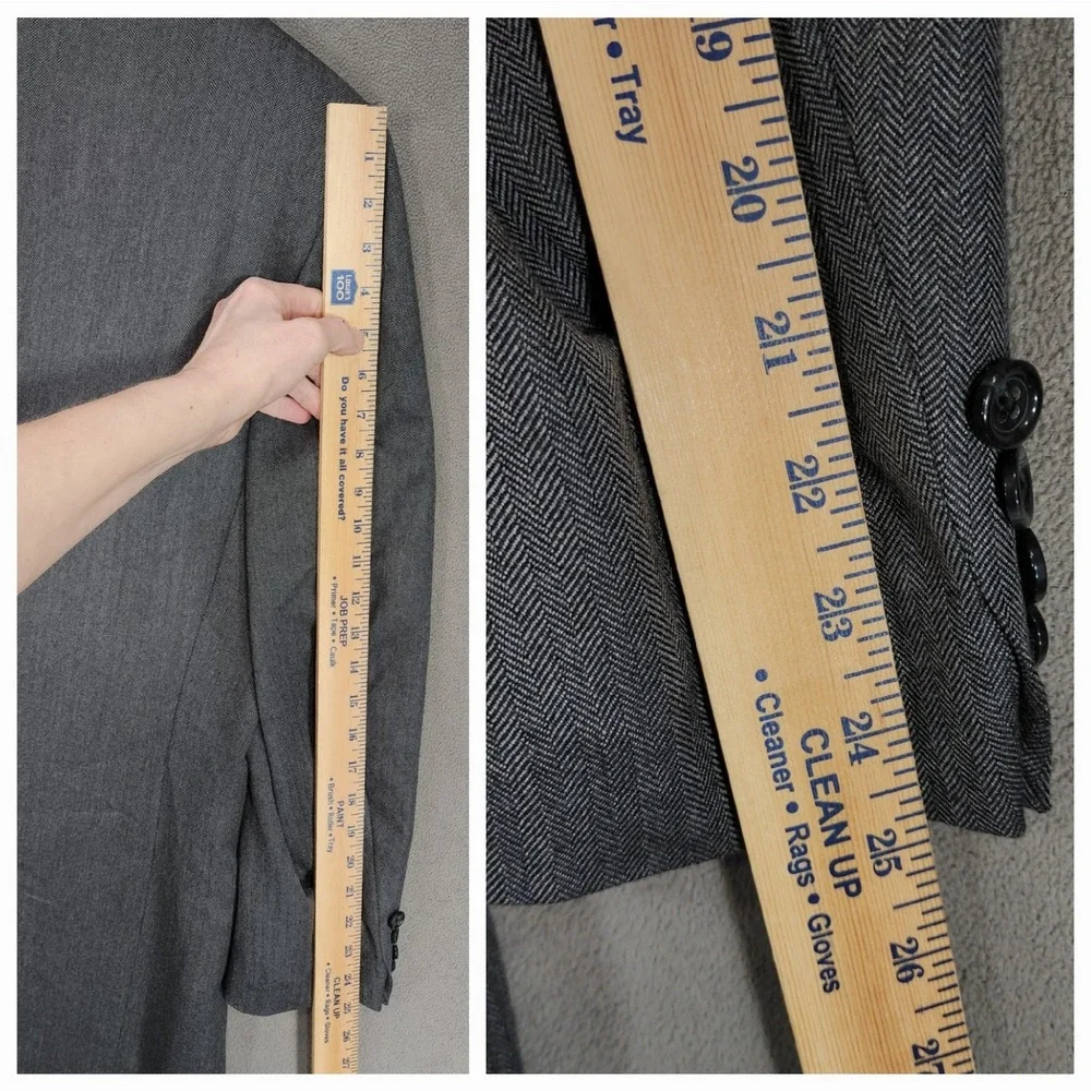 Vtg John W Nordstrom Cashmere Blazer 46R Men Herringbone Black Gray Italy Canada